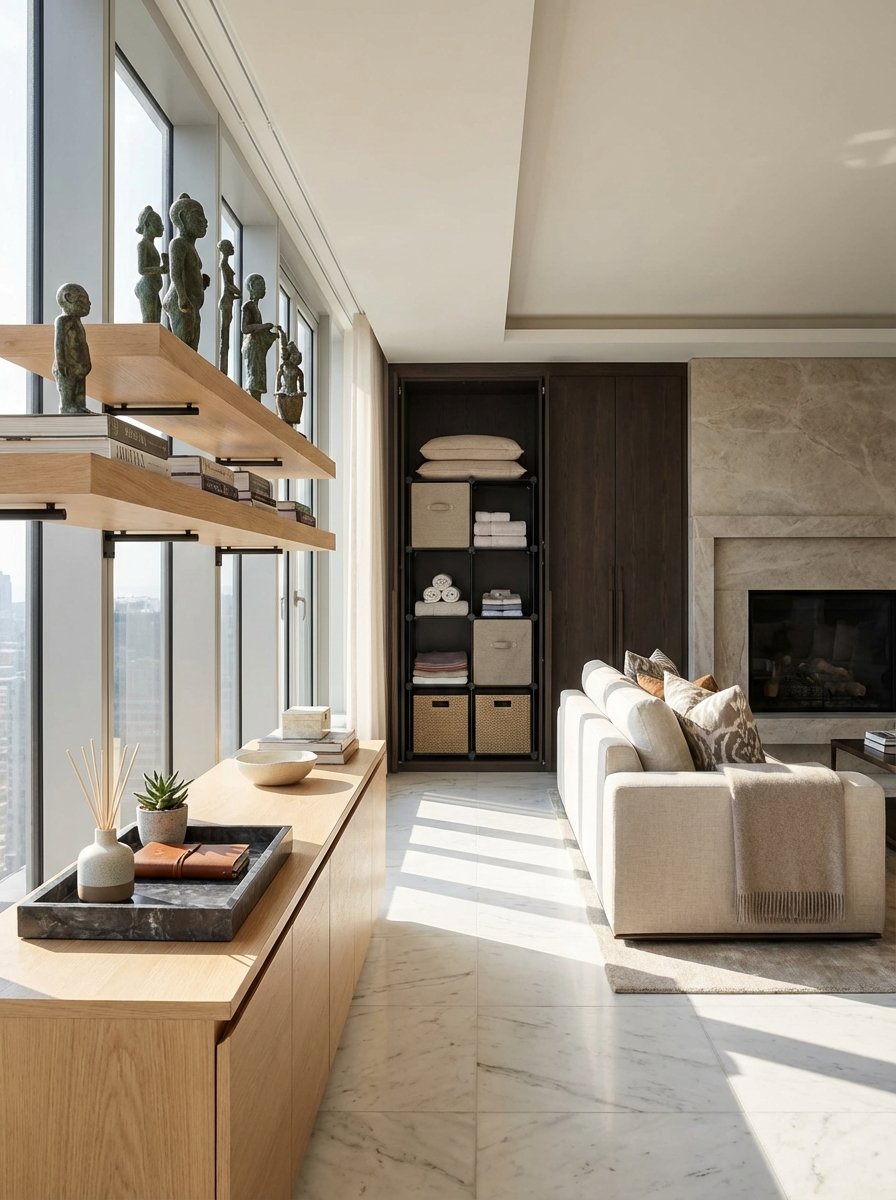 Luxurious marble countertops and stone accent pieces adding organic elegance and timeless sophistication to modern interiors