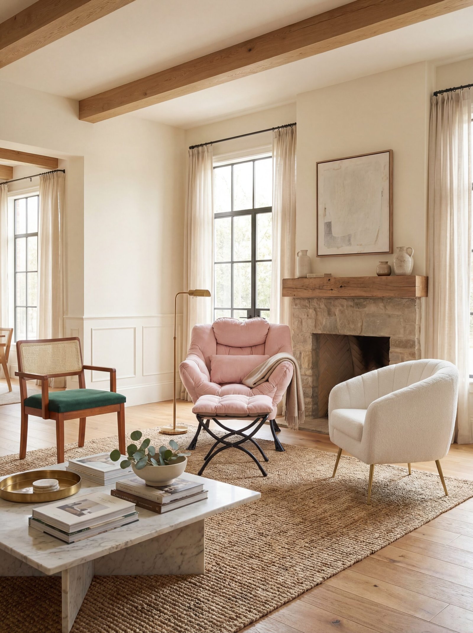 Elegant velvet accent chairs in emerald green pink and ivory with modern mid-century and tufted designs for sophisticated living room seating