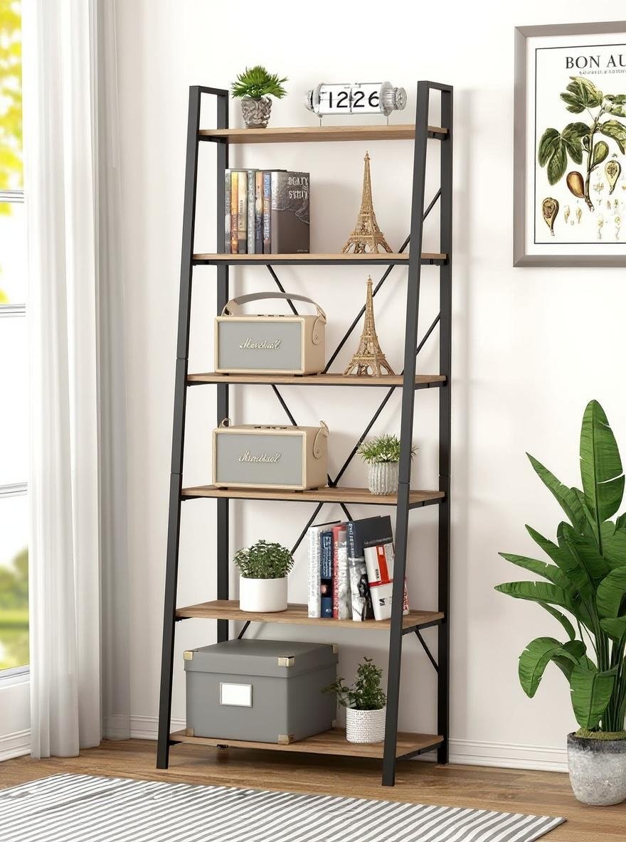 Vintage library ladder creates a cozy reading nook perfect for multi-generational dark academia bedroom design